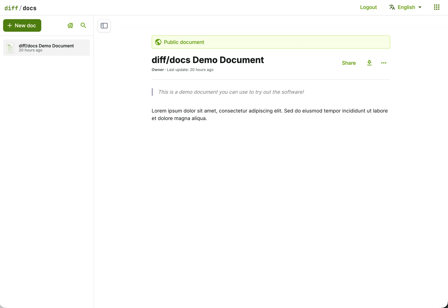 Customized diff/docs application interface with project branding